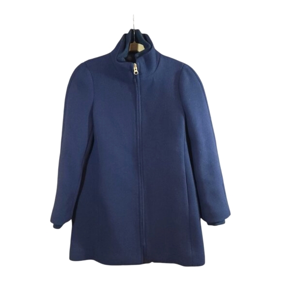 J. Crew Navy Blue Longline Lodge Coat in Italian Stadium Cloth Preppy Women's 2P - Picture 2 of 7